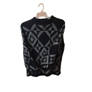 Vintage Clifton Place Black And Gray Knitted Sweater